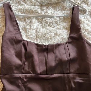 Medium brown stretch satin cocktail dress